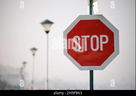 Stop Road segno foto a colori Foto Stock