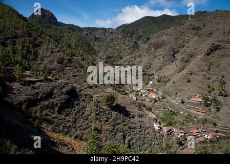 La Herradura è un piccolo e antico villaggio delle Canarie alla fine di Barranco de las Lajas, nella parte orientale di la Gomera, nell'isola delle Canarie. Foto Stock