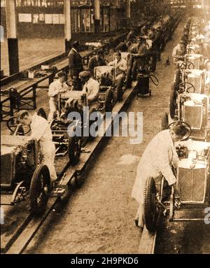 Una scena di linea di produzione nelle vecchie opere di produzione DI MG,.MG sta per garage Morris - le iniziali rendere omaggio al costruttore di auto William Morris. Morris che possedeva i garage dove IL fondatore DI MG Cecil Kimber lavorava originariamente. Foto Stock