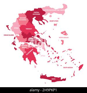 Grecia - carta delle amministrazioni decentrate Illustrazione Vettoriale