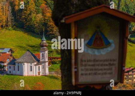 Wallfahrtskirche o chiesa parrocchiale Maria Gern, Berchtesgaden, Alpi bavaresi, alta Baviera, Germania meridionale Foto Stock