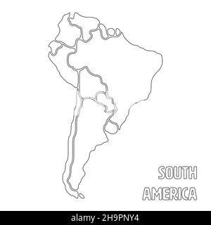 Mappa fluida del continente sudamericano Illustrazione Vettoriale