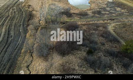 Rurale Wisconsin stile di vita agricola con fiume Crooked Foto Stock