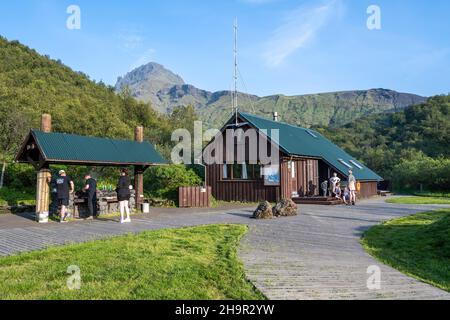 Camping Basar nelle Highlands islandesi, Porsmoerk, Suourland, Islanda Foto Stock