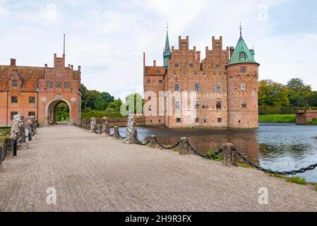 Slot Egeskov, Castello Egeskov, Kvaendrup, Fyn, Funen, Danimarca Foto Stock