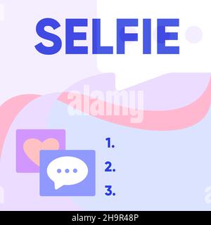 Scrittura visualizzazione testo Selfie. Business idea la fotografia che si è scattata di se stessi con un messaggio smartphone S disegno con bolle di parlato Foto Stock