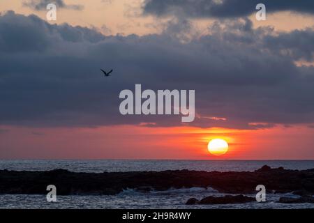 Alba sulla costa di la Restinga, Gran Canaria, Isole Canarie, Spagna Foto Stock