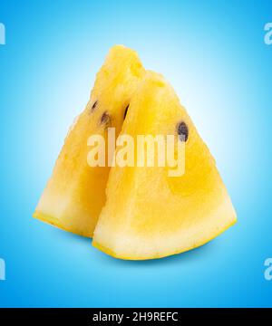 Melone giallo isolato su sfondo bianco. Tracciato di ritaglio Foto Stock