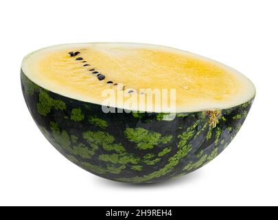 Melone giallo isolato su sfondo bianco. Tracciato di ritaglio Foto Stock