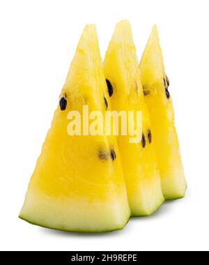 Melone giallo isolato su sfondo bianco. Tracciato di ritaglio Foto Stock