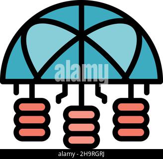 Icona World Network. Contorno mondo rete vettore icona colore piatto isolato Illustrazione Vettoriale
