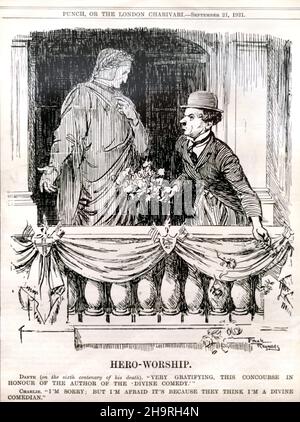 Comico divino, Charlie Chaplin (1889-1977), incontro con l'autore della Divina Commedia, scrittore, poeta e filosofo italiano Dante Alighieri (C1265-1321) su Balcony in London Punch 21 settembre 1921 Foto Stock