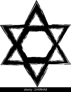Silhouette di stella di David. Segno religioso. Giudaismo. Simbolo di Israele. Illustrazione Vettoriale