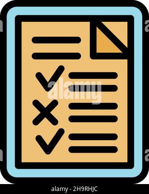 Icona del test dell'esame universitario. Profilo esame college vettore di prova icona colore piatto isolato Illustrazione Vettoriale