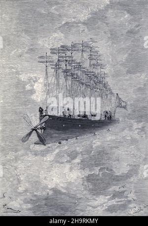 Robur il Conquistatore (in francese Robur-le-Conquérant) è un romanzo di fantascienza di Jules Verne, pubblicato nel 1886. È anche noto come Clipper delle nuvole. Ha un sequel, Maestro del mondo, che è stato pubblicato nel 1904. Foto Stock