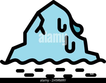 Iceberg fonde l'icona. Contorno iceberg fonde vettore icona colore piatto isolato Illustrazione Vettoriale