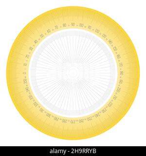 Strumento di misurazione completo del goniometro a 360 gradi Illustrazione Vettoriale