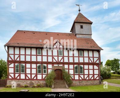 Huguenot chiesa Carlsdorf, Hofgeismar, Weserbergland, Assia, Germania Foto Stock