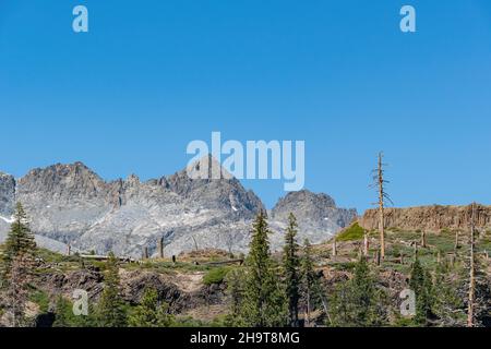 La bella vista della montagna del lago di borsette nella Foresta Nazionale di Inyo Foto Stock