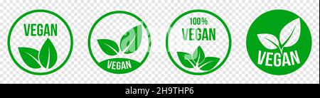 Set di icone vegane. Stile line art. Simboli organici, bio, eco. Illustrazione vettoriale isolata su sfondo trasparente Illustrazione Vettoriale