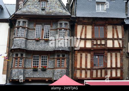 Maison du Chapelier, vecchie case a graticcio nel centro storico , Francia, Bretagna, Departement Cotes-d'Armor , Lannion Foto Stock