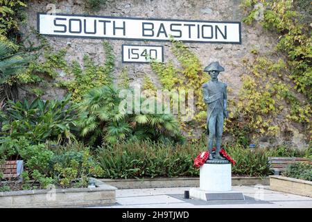 Statua di Horatio Nelson di John Doubleday al Bastione Sud di Gibilterra Foto Stock