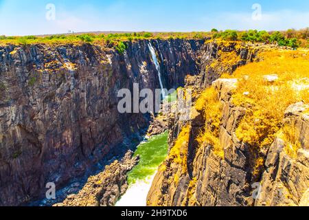 Cascate Victoria sul fiume Zambesi in stagione secca Foto Stock