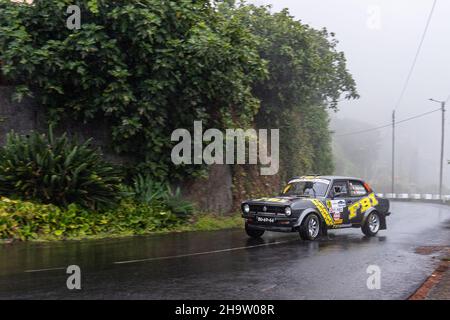 Sao Vicente; Madeira; Portogallo - 7 agosto; 2021: Rali Vinho da Madeira. Questo è il più grande raduno automobilistico di Madeira. Fa parte del Trofeo Rally europeo Foto Stock