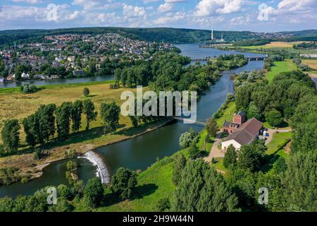 '29.07.2021, Germania, Renania Settentrionale-Vestfalia, Wetter an der Ruhr - Paesaggio nella regione della Ruhr con Gemeinschaftswasserwerk Volmarstein, un acquedotto o Foto Stock