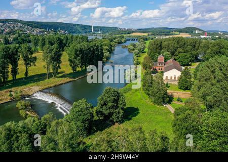 '29.07.2021, Germania, Renania Settentrionale-Vestfalia, Wetter an der Ruhr - Paesaggio nella zona della Ruhr con opere acquatiche comunitarie Volmarstein, un acquedotto su t Foto Stock