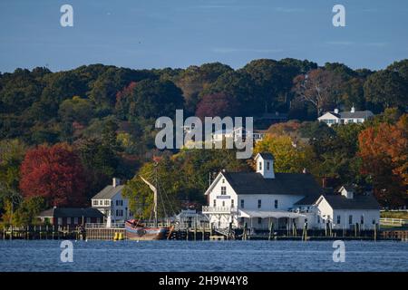 Vista del Connecticut River Museum, Essex, Connecticut. Foto Stock