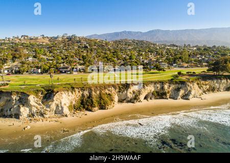 Vista aerea dello Shoreline Park e del Mesa, Santa Barbara, California Foto Stock