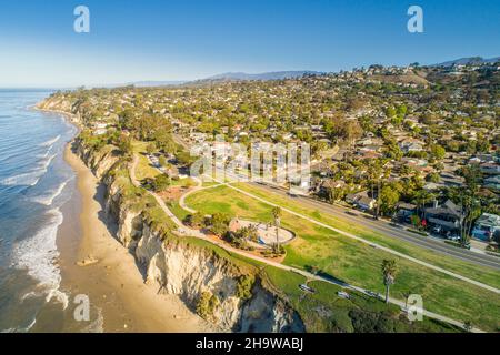 Vista aerea dello Shoreline Park e del Mesa, Santa Barbara, California Foto Stock