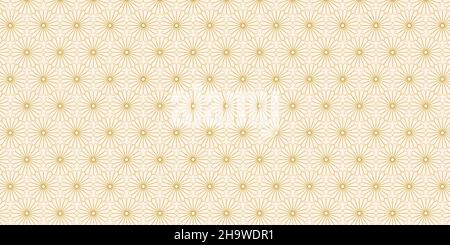 Motivo floreale senza cuciture con design geometrico. Elegante di linee dorate e sfondo di carta bianca Illustrazione Vettoriale