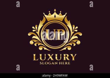 UP Letter Royal Luxury Logo template in grafica vettoriale per progetti di branding di lusso e altre illustrazioni vettoriali. Illustrazione Vettoriale