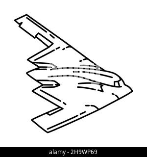Air Force Jet Bombers parte di militari e Air Force Equipments disegno a mano icona Set Vector. Illustrazione Vettoriale