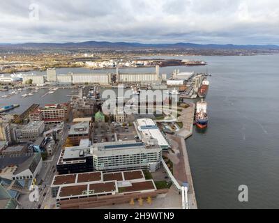 Quebec, Canada - Ottobre 19 2021 : veduta aerea del Porto Vecchio di Quebec City. Foto Stock