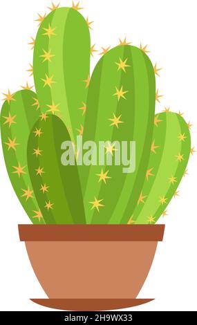 Camera verde cactus. Cute succulenta in vaso di argilla Illustrazione Vettoriale