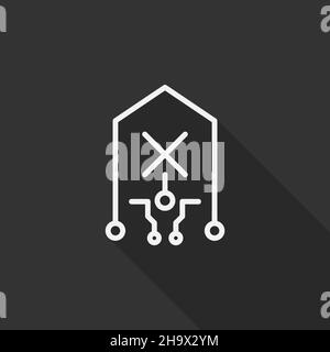 Icona vettore errore rete domestica linea, design piatto, ombra lunga, eps10 Illustrazione Vettoriale