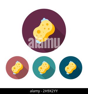 Simbolo icona vettore spugna, design piatto, ombra lunga, eps10 Illustrazione Vettoriale