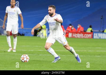 Dani Carvajal del Real Madrid durante la UEFA Champions League, partita di calcio del Gruppo D tra Real Madrid e FC Internazionale il 7 dicembre 2021 allo stadio Santiago Bernabeu di Madrid, Spagna - Foto: Laurent Lairys/DPPI/LiveMedia Foto Stock