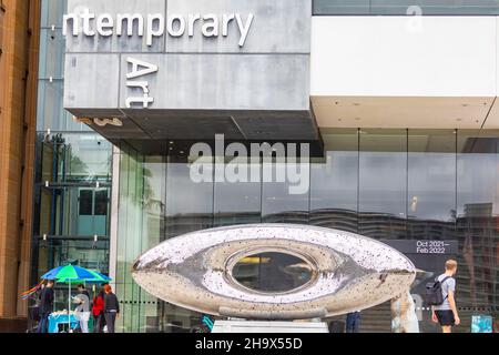 Museo d'Arte Contemporanea a Sydney al molo circolare ovest, scultura Lindy lee fuori, Sydney, Australia Foto Stock