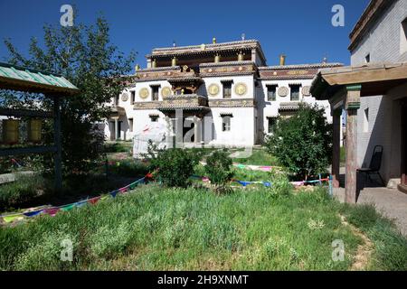 Fronte del monastero di Erdene Zuu con cortile Foto Stock