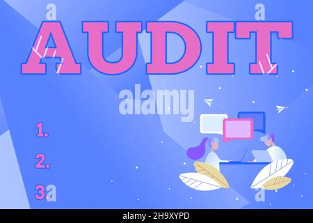 Segno di testo che mostra l'audit. Concetto di business distintivo tipicamente piacevole odore sottile di un tipo particolare conversazione astratta e Intervista, Globale Foto Stock