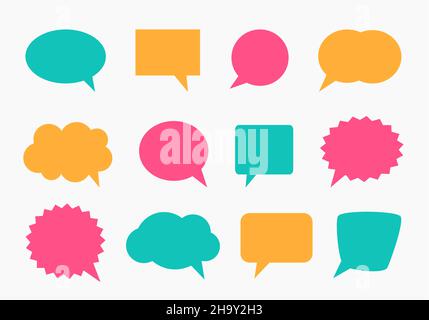 Speech Bubbles nuvole design set piatto. Illustrazione vettoriale. Illustrazione Vettoriale