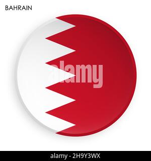 Icona della bandiera DEL BAHRAIN in stile neomorfismo moderno. Pulsante per applicazioni mobili o Web. Vettore su sfondo bianco Illustrazione Vettoriale