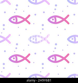 Neon fish senza cuciture. Illustrazione vettoriale. Illustrazione Vettoriale