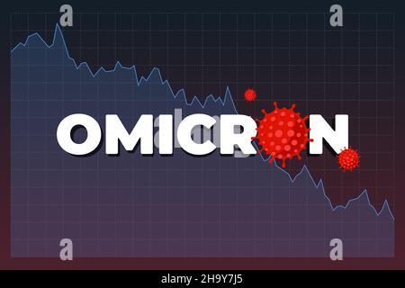 La nuova variante di coronavirus omicron di COVID-19 ha schiantato il mercato azionario globale. La diffusione del virus corona influisce sull'economia e sul calendario diminuisce. Notizie commerciali e finanziarie. Illustrazione eps vettoriale Illustrazione Vettoriale