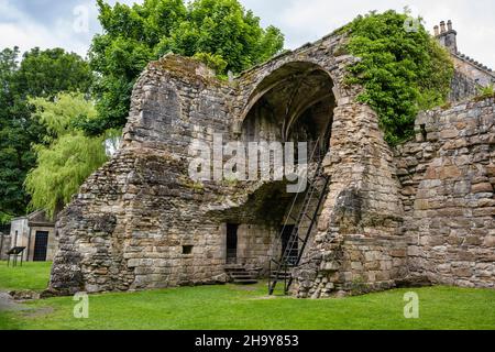 Rovine dell'abbazia di Culross nel villaggio di Culross a Fife, Scozia, Regno Unito Foto Stock