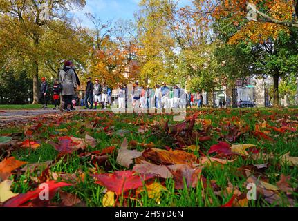 PRINCETON, NJ -31 Oct 2021- coloratissimo fogliame autunnale nel campus della Princeton University, nel New Jersey, Stati Uniti. Foto Stock